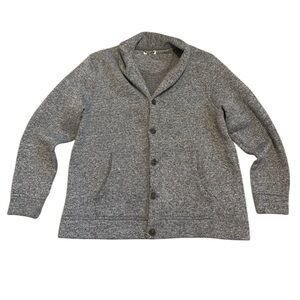 Cozy George XL Men's Grey Speckled Button-Front Shawl Cardigan